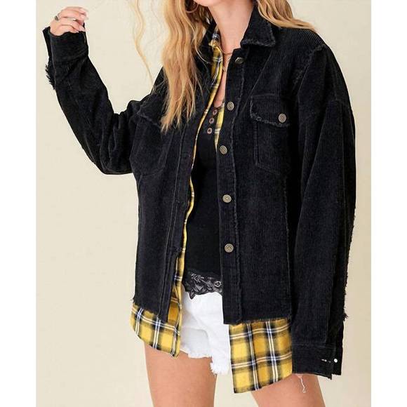 LAMIEL OVERSIZED BLACK CORDUROY JACKET